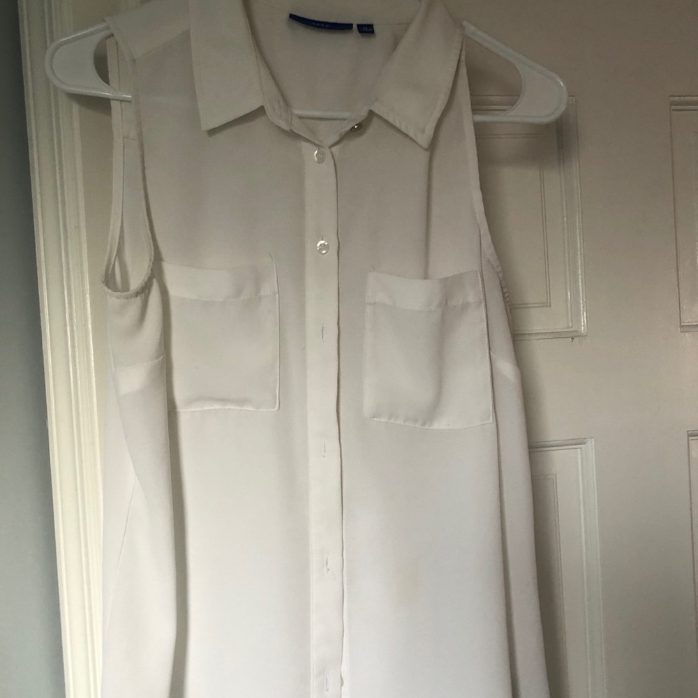 White tank top button down shirt